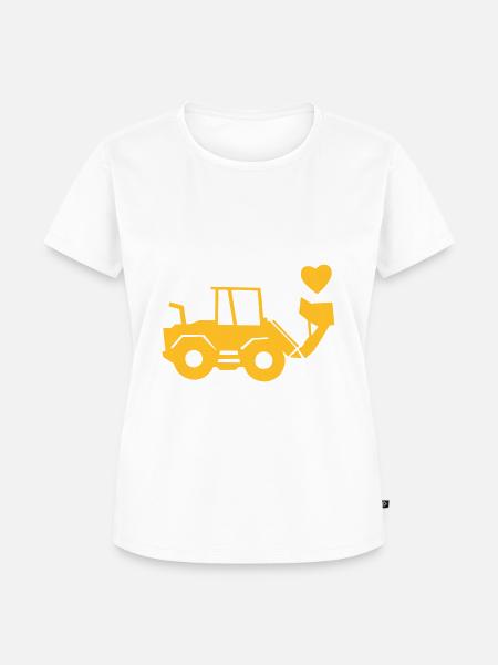 Radlader mit Herz einfarbig - Frauen Premium Bio T-Shirt - Weiß
