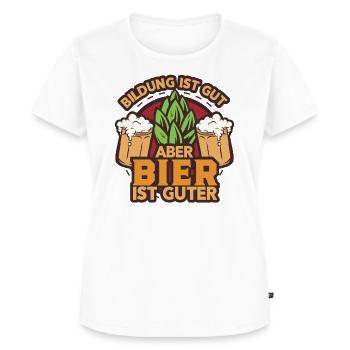 Bier Bildung Trinkspruch Lustig Hefe Weizen - Frauen Premium Bio T-Shirt - Weiß - Vorne - AI Model Female 172 dark (172cm)