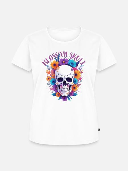 Blossom Skull - Frauen Premium Bio T-Shirt - Weiß