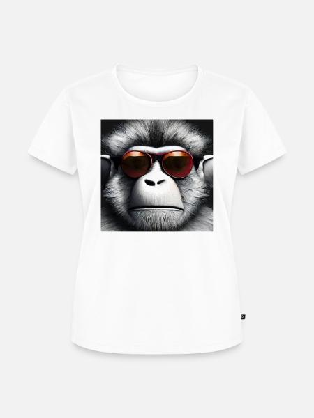 COOL MONKEY - Frauen Premium Bio T-Shirt - Weiß