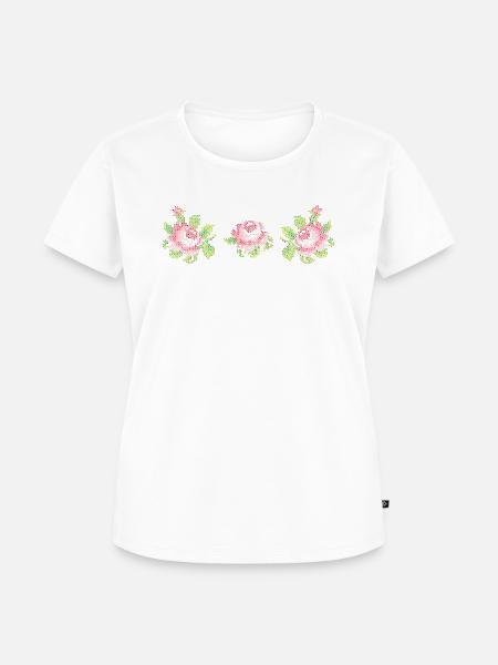 Kreuzstich-Rose - Frauen Premium Bio T-Shirt - Weiß