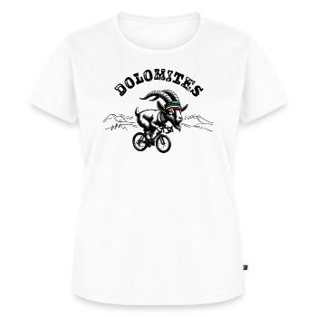 Dolomites Radfahrende Bergziege - Frauen Premium Bio T-Shirt - Weiß - Vorne - AI Model Female 172 dark (172cm)