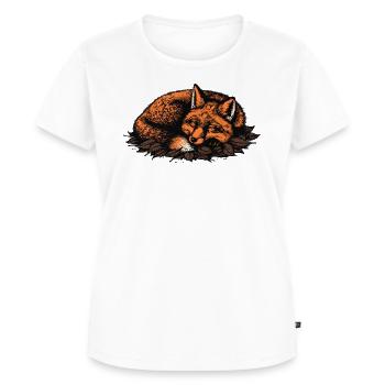 Schlafender Fuchs auf Herbstblättern - Frauen Premium Bio T-Shirt - Weiß - Vorne - AI Model Female 172 dark (172cm)