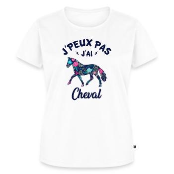 j'peux pas j'ai cheval - T-shirt Premium bio Femme - blanc - Devant - AI Model Female 172 dark (172cm)