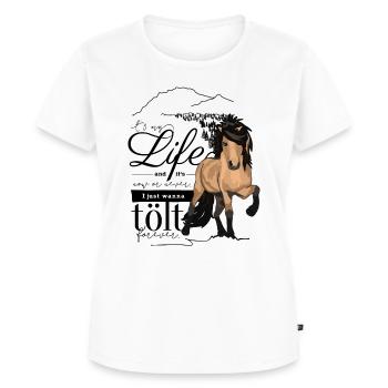 Braunfalbe Isländer: It‘s my life - Frauen Premium Bio T-Shirt - Weiß - Vorne - AI Model Female 172 dark (172cm)