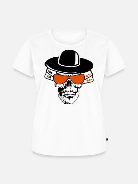 Todeskopf Poker carre as - Frauen Premium Bio T-Shirt - Weiß