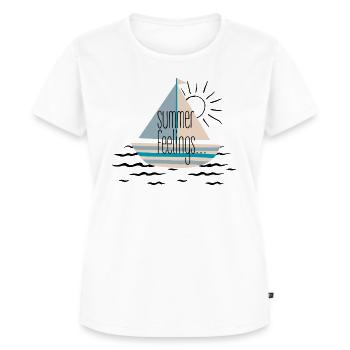 "summer feelings" sommerliches design - Frauen Premium Bio T-Shirt - Weiß - Vorne - AI Model Female 172 dark (172cm)