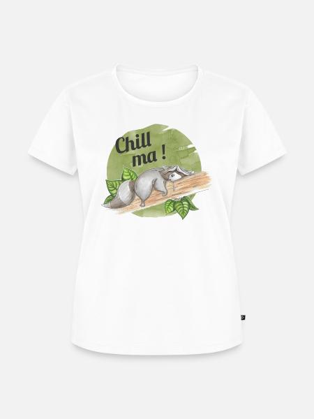 Chill ma - schlafender Waschbär - Frauen Premium Bio T-Shirt - Weiß