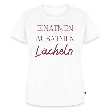 Einatmen, ausatmen, lächeln! - Frauen Premium Bio T-Shirt - Weiß - Vorne - AI Model Female 172 dark (172cm)