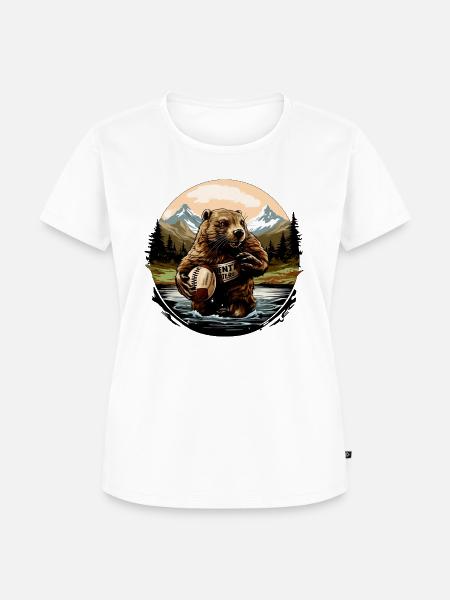 Biber Rugbyspieler - Frauen Premium Bio T-Shirt - Weiß