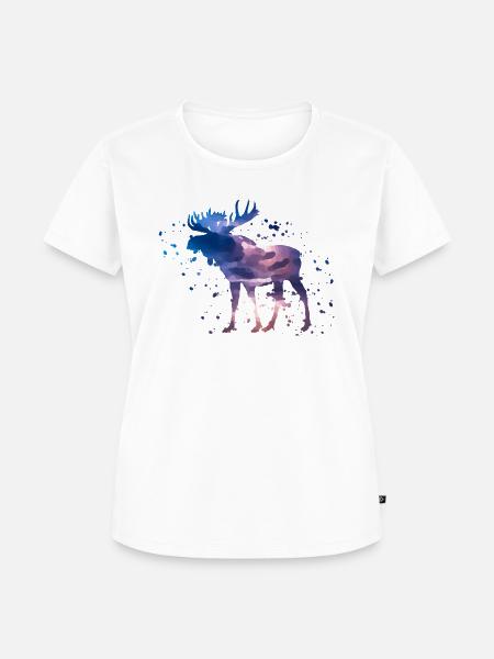 Wasserfarben Elch - Frauen Premium Bio T-Shirt - Weiß