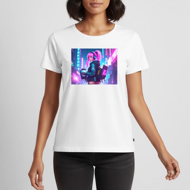 Cyber DJ Coder – Beats, Bytes & Blinks Frauen Premium Bio T-Shirt