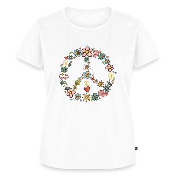 Peace Symbol 60er 70er Jahre Hippie Kostüm - Frauen Premium Bio T-Shirt - Weiß - Vorne - AI Model Female 172 dark (172cm)