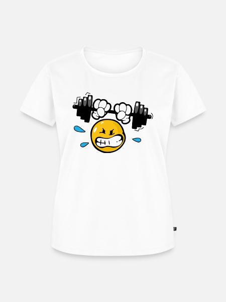Smiley Weightlifting - Frauen Premium Bio T-Shirt - Weiß