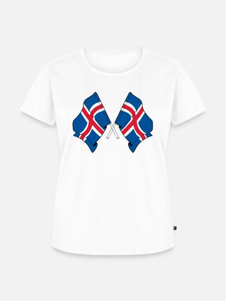 Zwei Flaggen durchquerten Island - Frauen Premium Bio T-Shirt - Weiß