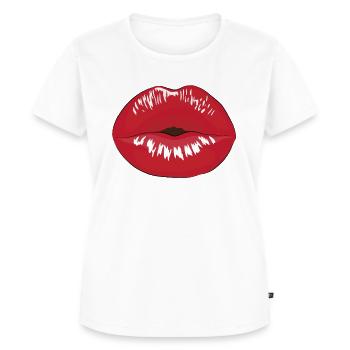 Kussmund mit rotem Lippenstift - Frauen Premium Bio T-Shirt - Weiß - Vorne - AI Model Female 172 dark (172cm)
