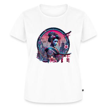 Yukiko Geisha: Elegance Fueled by Tomorrow - Frauen Premium Bio T-Shirt - Weiß - Vorne - AI Model Female 172 dark (172cm)