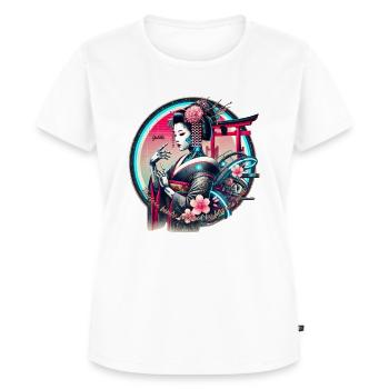 Yukiko Geisha: Timeless Beauty, Futuristic Power - Frauen Premium Bio T-Shirt - Weiß - Vorne - AI Model Female 172 dark (172cm)