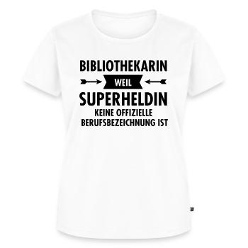 Bibliothekarin - Superheldin - Frauen Premium Bio T-Shirt - Weiß - Vorne - AI Model Female 172 dark (172cm)