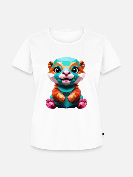 Bunter Fischotter im Polygon - Frauen Premium Bio T-Shirt - Weiß