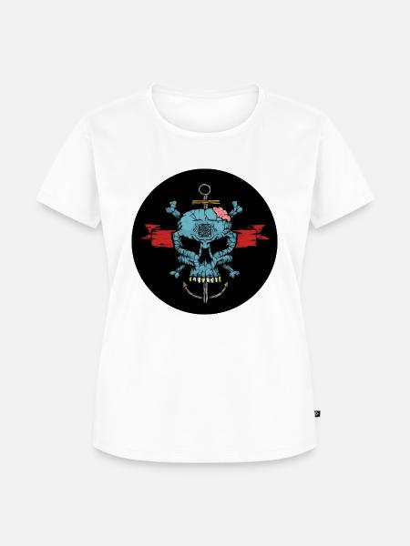 Blue Skull - Frauen Premium Bio T-Shirt - Weiß