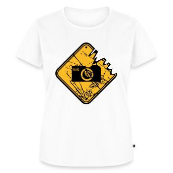 Danger warning sign camera - Women's Premium Organic T-shirt - white - Front - AI Model Female 172 dark (172cm)