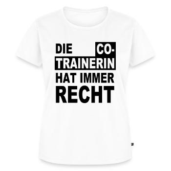 die Co-Trainerin hat immer Recht - Frauen Premium Bio T-Shirt - Weiß - Vorne - AI Model Female 172 dark (172cm)