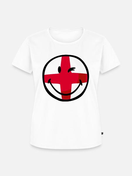 Smiley Flag England - Frauen Premium Bio T-Shirt - Weiß