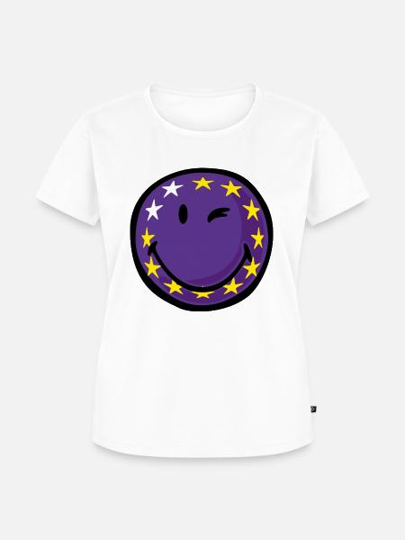 Smiley Flag EU - Frauen Premium Bio T-Shirt - Weiß