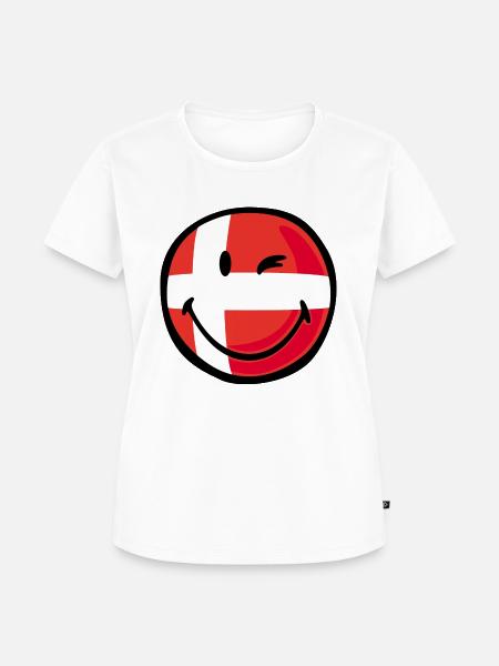 Smiley Flag Denmark - Frauen Premium Bio T-Shirt - Weiß