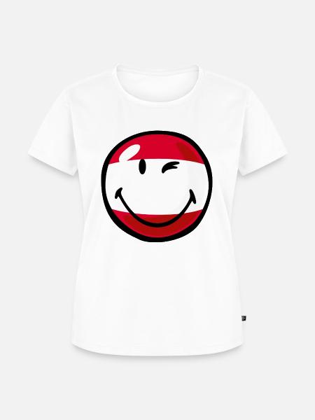 Smiley Flag Austria - Frauen Premium Bio T-Shirt - Weiß