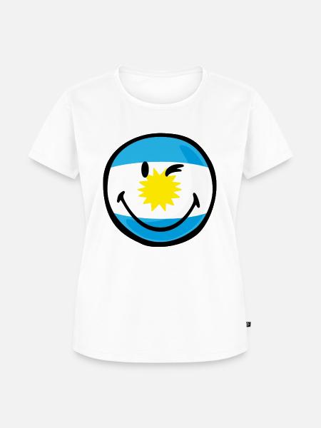 Smiley Flag Argentina - Frauen Premium Bio T-Shirt - Weiß