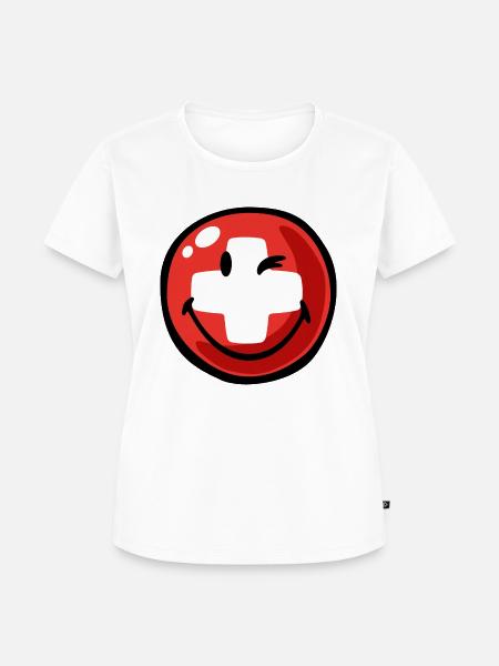 Smiley Switzerland - Frauen Premium Bio T-Shirt - Weiß