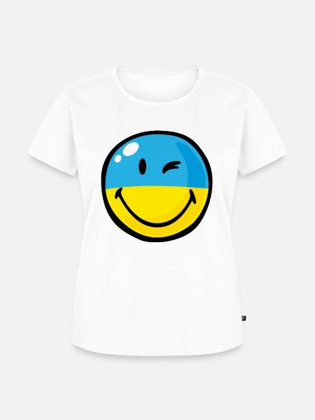 Smiley Ukraine - Frauen Premium Bio T-Shirt - Weiß