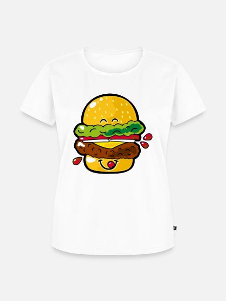 Smiley Hamburger - Frauen Premium Bio T-Shirt - Weiß