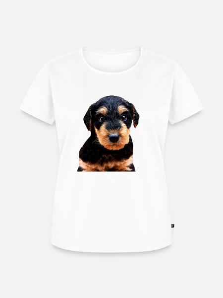 Welpe Welsh Terrier - Frauen Premium Bio T-Shirt - Weiß