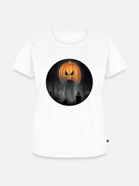 Erschreckender Halloween Kürbis - Frauen Premium Bio T-Shirt - Weiß