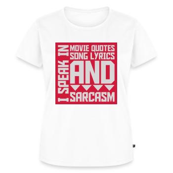speak lyrics and sarcasm - Frauen Premium Bio T-Shirt - Weiß - Vorne - AI Model Female 172 dark (172cm)
