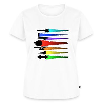 Ikonisches Filmraumschiff - Frauen Premium Bio T-Shirt - Weiß - Vorne - AI Model Female 172 dark (172cm)