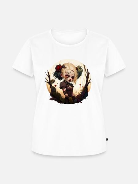 Dämonisches Mädchen mit Tattoo - Frauen Premium Bio T-Shirt - Weiß