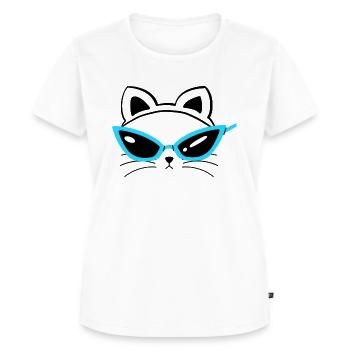 Cool Cat ... Katzen Sonnenbrille Gesicht - Frauen Premium Bio T-Shirt - Weiß - Vorne - AI Model Female 172 dark (172cm)