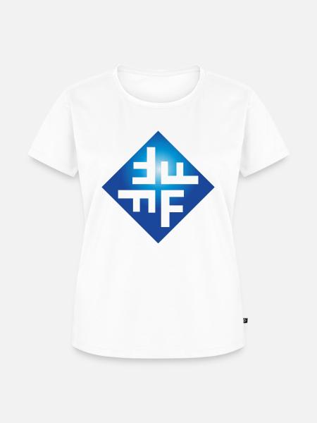 Blau geschnittene Fliese - Frauen Premium Bio T-Shirt - Weiß