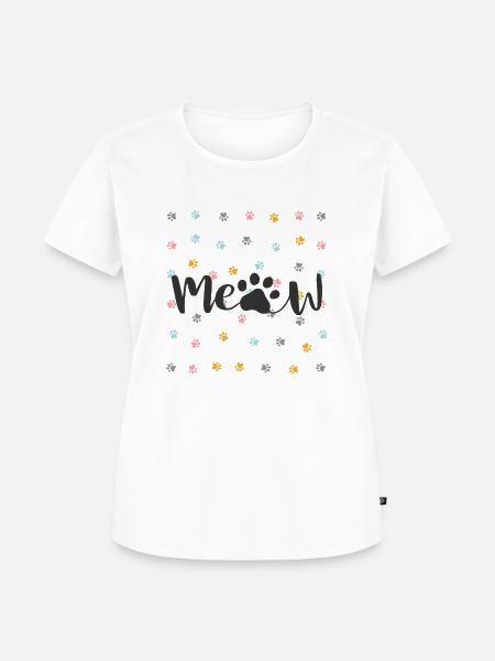Katzenpfoten Meaw - Frauen Premium Bio T-Shirt - Weiß