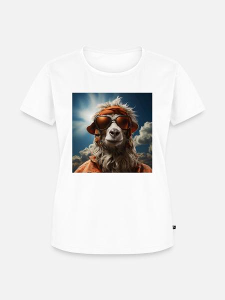 Strand-Schaf: Sonnenbrillen-Coolness - Frauen Premium Bio T-Shirt - Weiß
