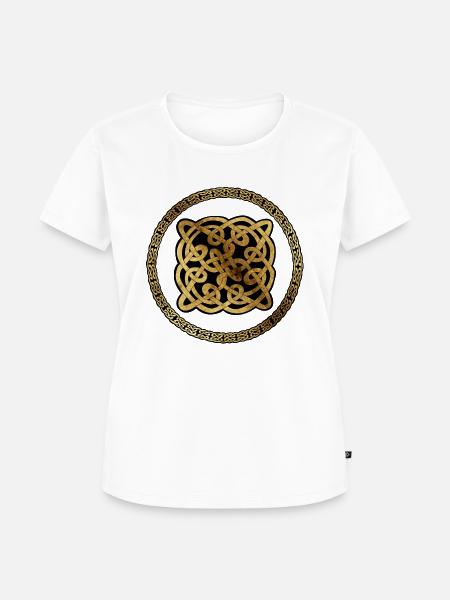 Keltisch9 Pergament mit schwarzem Hintergrund - Frauen Premium Bio T-Shirt - Weiß