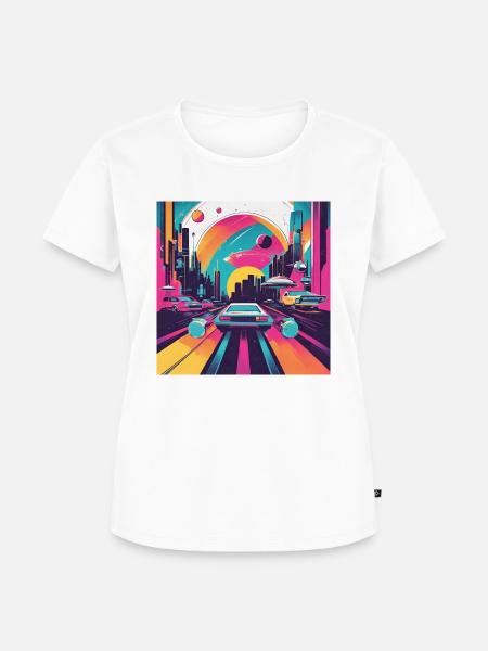 Cosmic Rewind - Frauen Premium Bio T-Shirt - Weiß