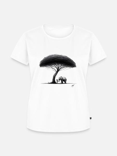 Kleines Mädchen Baum Elefant - Frauen Premium Bio T-Shirt - Weiß