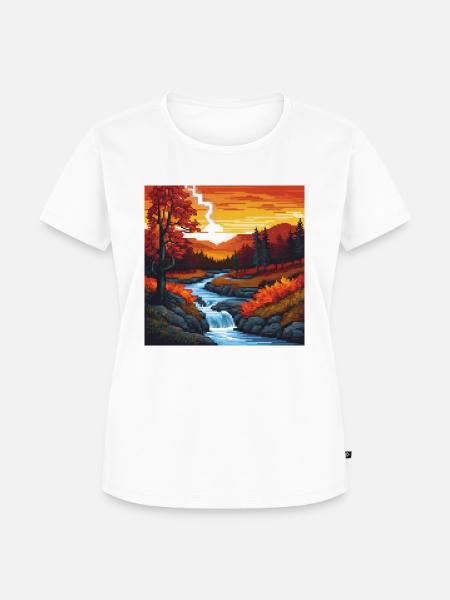 Pixelart Landscape - Frauen Premium Bio T-Shirt - Weiß