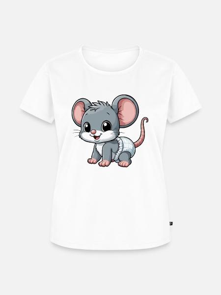 Babymaus mit Windel - Frauen Premium Bio T-Shirt - Weiß