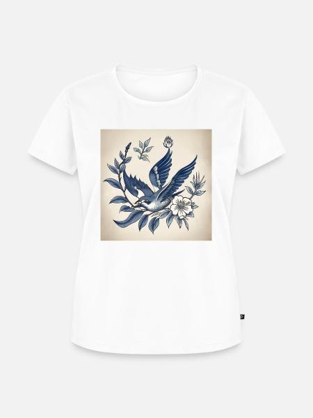 Tätowierung einer Schwalbe - Frauen Premium Bio T-Shirt - Weiß